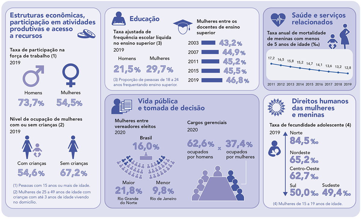 Estatísticas de gênero: indicadores sociais das mulheres no Brasil (IBGE, 2019)